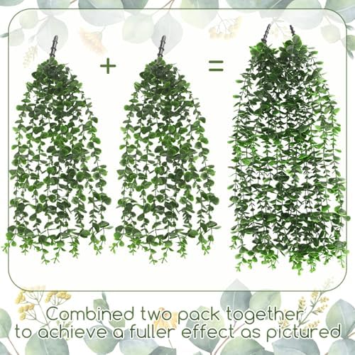 6 Pack Artificial Eucalyptus Hanging Plants 21.65 in Trailing Vine - Image 4
