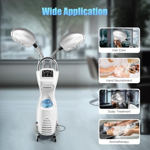 7 in 1 Professional Stand Hair Steamer Hair Dryer, 700W Freestanding Hair Salon Dryer Hair Dryer Hooded Hair Treatment Floor Rolling with Wheels, Perming Hairdress Salon SPA Machine - Image 6