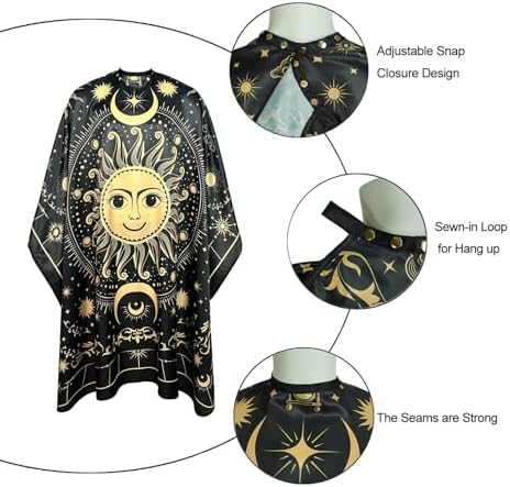 Barber Cape for Men Hairdresser Gown with Copper Snaps, 63"×56" (Sunface) - Image 4