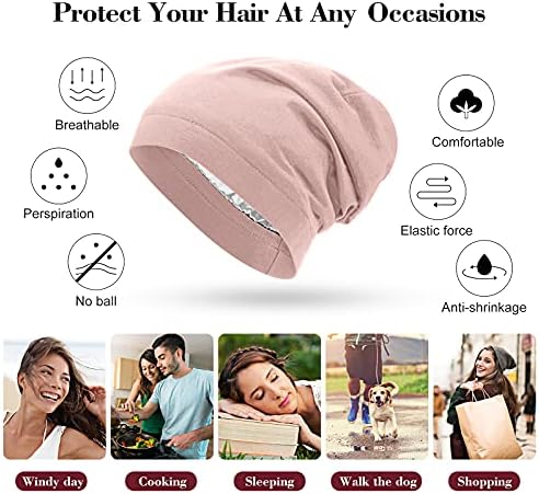 SATINIOR 4 Pcs Satin Lined Sleep Cap - Image 3