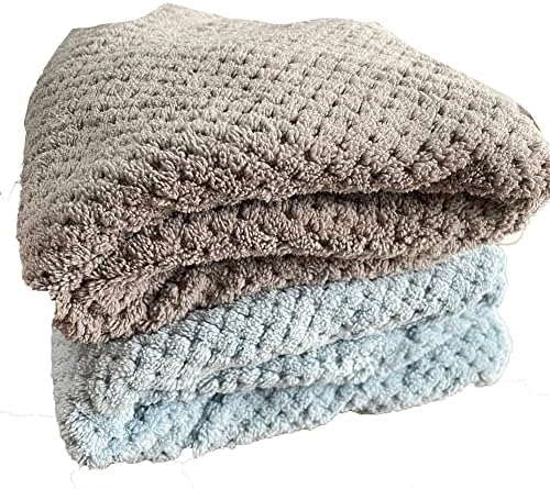 M-bestl 2 Pack Absorbent Microfiber Hair Towel Wrap,Anti-frizz Hair Drying Towel with Button to Dry Hair Quickly,25.6X9.8 inch (Gray&Blue) - Image 6