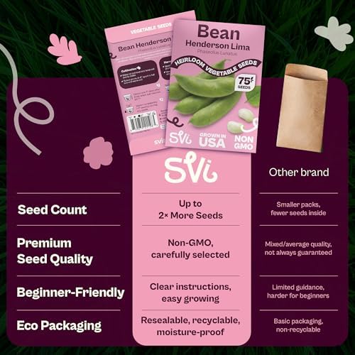SVI 75 Henderson Lima Bean Seeds (Phaseolus lunatus) – Bush Baby Lima Beans Seed Packets, Green Beans – Heirloom Vegetable Seeds for Outdoor Home Garden, Containers - Image 6