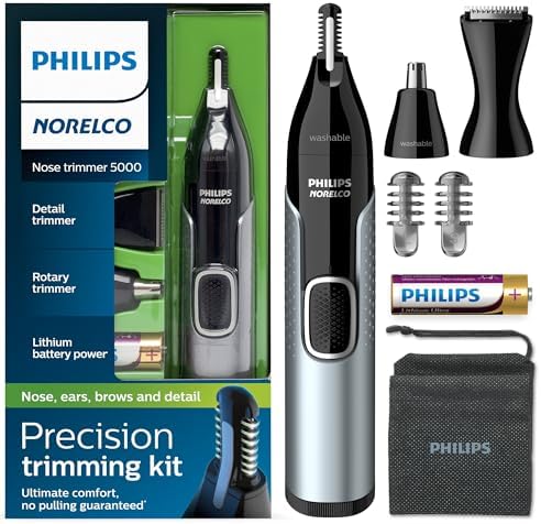 Philips Norelco Nose Trimmer 5000 for Nose, Ears, Eyebrows Trimming Kit, NT5600/42 by PhilipsNorelco