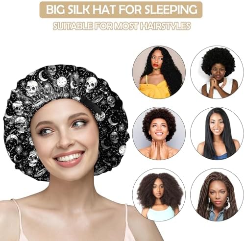 Satin Hair Bonnet Silk Bonnet for Sleeping Double Layer Elastic Adjustable Reusable Cute Aesthetic for Women Girls - Image 5
