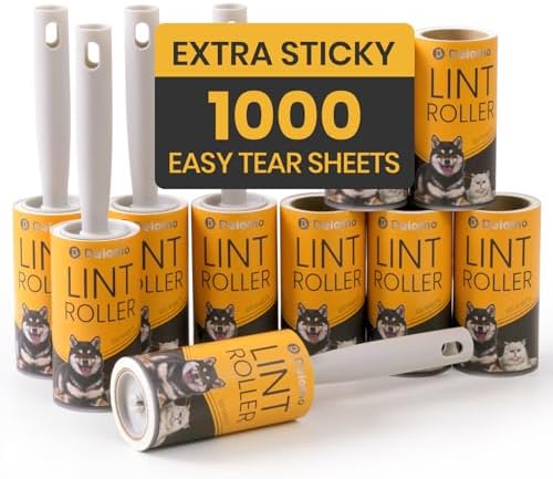 DELOMO Lint Roller for Pet Hair Extra Sticky, Mega Value Set of 1000 Sheets by DELOMO