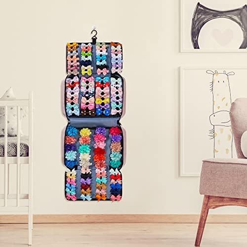 Hair Accessories Organizer for Girls, Hair Accessories Storage Bag, Hair Bow Storage Organaizer for Girls with Multi-Compartments, Baby Hair Accessories Organizer for Travel (Pink) - Image 6