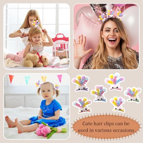 MIUPOO Fluffy Pom Poms Hair Clips,Crazy Hair Day Accessories for Girls,Quirky Little Monster Barrettes,Plush Duckbill Hairpins Hair Barrettes,Party Modeling Hair Accessories,6 colors,6 Pairs. - Image 4
