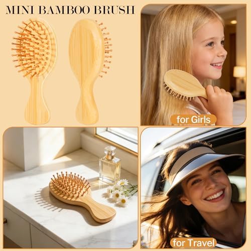 BFWood Bamboo Hair Brush Set, Wooden Detangling Hairbrush for Travel - Image 4