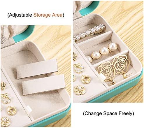 LANDICI Small Jewelry Box for Women Girls, PU Leather Travel Jewelry Organizer Case, Portable Jewellery Storage Holder Display for Ring Earrings Necklace Bracelet Bangle Watch Men Kids Gift, Lake Blue - Image 3