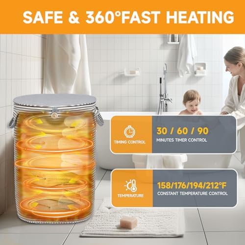38L Foldable Towel Warmer Bucket,Heated Towel Warmers for Bathroom,Travel & Outdoors, 4 Heat Settings, Auto Shut Off,360° Ring Heating,Waterproof Fabric,Fits Oversized Towels, Robes, Blankets - Image 4