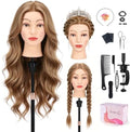 26'' Human Hair Mannequin Head,80% Mocha Brown Real Hair Mannequin Head,Cosmetology Manikin Head Doll Hair Styling Hairdressing Practice Training Wig Head with Clamp Holder and Tools by TopDirect