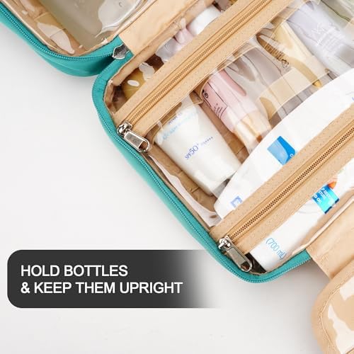 COOSKY Travel Hanging Toiletry Bag for Women, with Jewelry Organizer Compartment, Medium Waterproof Hanging Makeup Accessories, Cosmetic Essentials, Toiletries Dopp Kit Set with Trolley Belt, Blue - Image 6