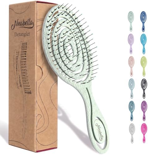 Ninabella Detangler Brush - No Tangle Hair Brush for Women, Fine, Thick and Long Hair - Hairbrush for Wet and Dry Hair, Gentle on the Scalp - Green by Ninabella
