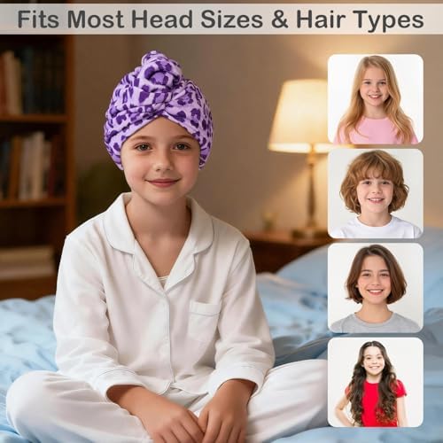 Microfiber Hair Towel Wrap for Kids Girls, Quick Dry Towel, 2 Pack - Image 4