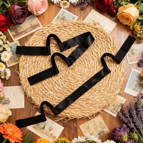 HINGTAI 2Pcs Black Glossy Satin New Material C-Shaped Painless Ear Wig, Soft Painless Wig Band with Ear Cut Outs Tools, Comfortable Earless Melting Band Supplies - Image 5