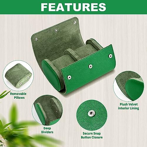 Watch Roll Travel Case for Men and Women- 2 Watch Storage and Organizer - Image 2