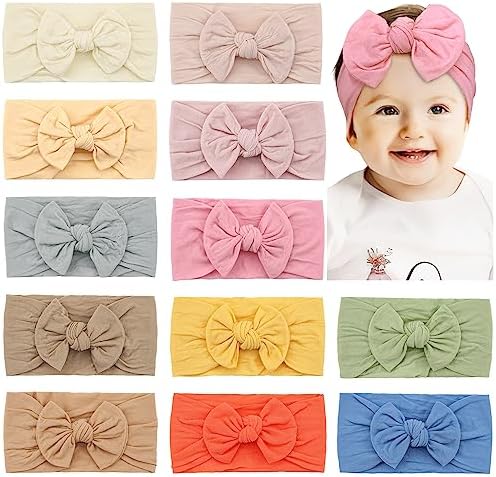 CÉLLOT Super Stretchy Soft Knot Headbands with Hair Bows Head Wrap Hair Accessories For Newborn Baby Girls Infant Toddlers Kids by C%C3%89LLOT