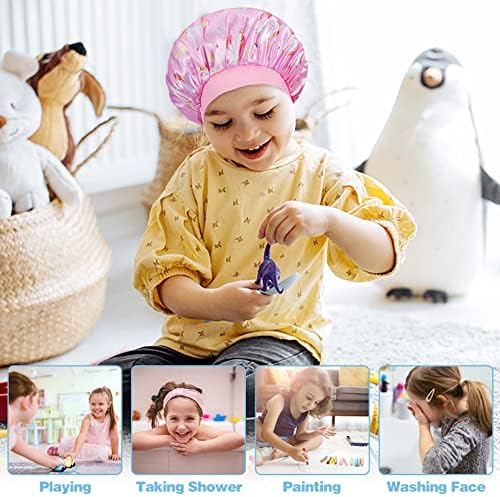 4PCS Kids Satin Bonnet Child Sleeping Cap, Soft Silk Bonnet, Unicorn - Image 6