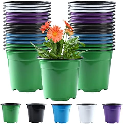 Oubest 30Pack Nursery Pots Plastic for Plants 6 inch Seedling with Drainage Holes Multicolor Flower Seed Starting Pots for Seedling Cutting Transplanting by Outbest