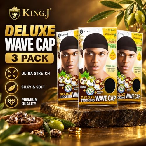 Healthy Treated Wave Deluxe Stocking Wave Cap Black (3 Pack) - Image 2