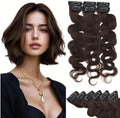 Rich Choices Short Clip In Hair Extensions Real Human Hair-Wave/Curly 6 Pcs Single Clip Hairs Extensions For Women-Mini Seamless Clips Hairpieces for Thin Hairs-12 Inch #2R Chocolate Brown by RichChoices