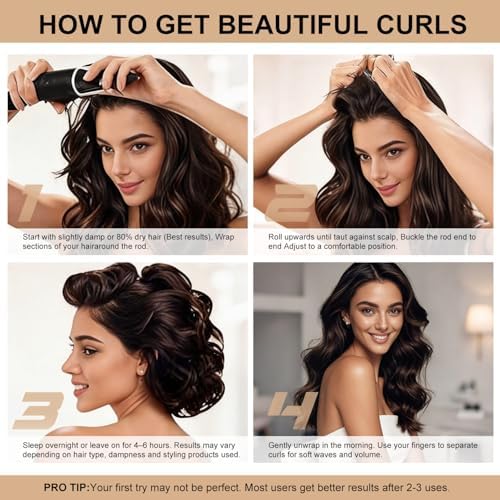 Heatless Curls Overnight Hair Care Set - Jumbo Velvet Hair Curlers - Image 4