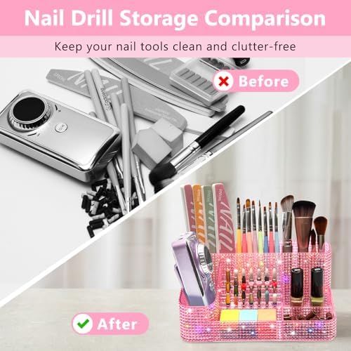 CGBE Nail Drill Holder, 28 Holes Drill Bit Holder for Nails - Diamond Pink - Image 4