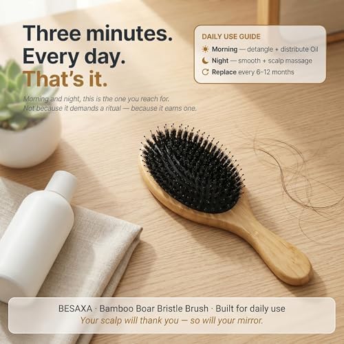Boar Bristle Hair Brush for Fine and Thin Hair, Women - Image 7