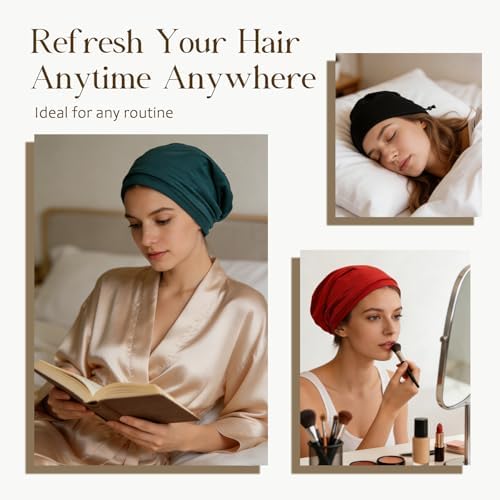 2 Pcs Adjustable Silk Hair Bonnet for Sleeping, Satin Lined Sleep Cap for Women and Men, Silk Hair Wrap Slouch Beanie. - Image 6