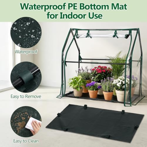 Mini Greenhouse with Waterproof Pad, 36"×18"×33" Tabletop Small Greenhouse for Indoor Outdoor Seed Starting, Portable Plant Cover Tent for Seedlings, Germination, Plant Protection - Image 3