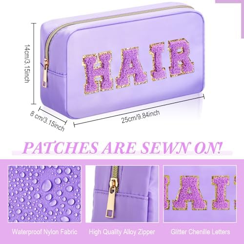 Remerry 4 Pcs Preppy Makeup Bags,Light Blue, Green, Purple, Pink - Image 2