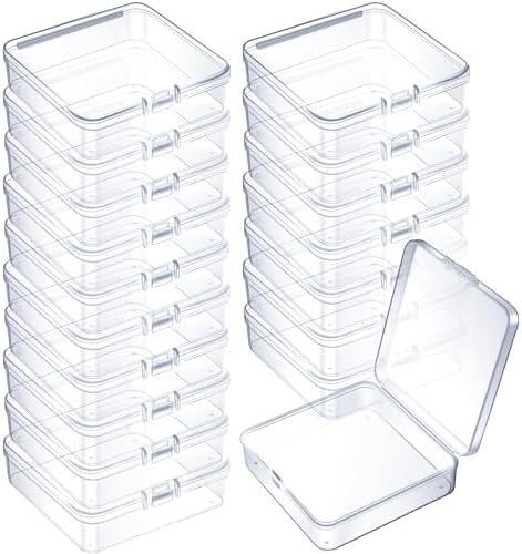 Jetec 18 Pieces Small Clear Plastic Storage Box, 3.7 x 3.7 x 1.2 Inch by Jetec