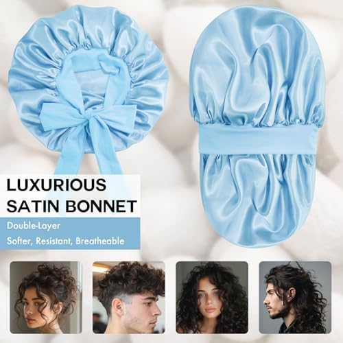 Silk Bonnet for Women,Adjustable Double Layer Sleep Cap - Image 2