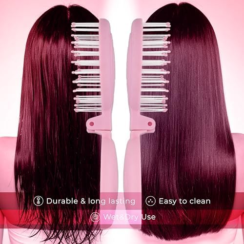 Mini Detangler Travel Hair Brush with Mirror, Makaron Hair Brushes for Women, Men and Kids, Unique 3D Flexible Design for All Hair Types, Styling Accessory, Travel Essentials for Women (LILAC) - Image 5