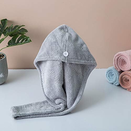 Microfiber Hair Drying Wrap Towel for Women Turban Fast Dry Gray - Image 2