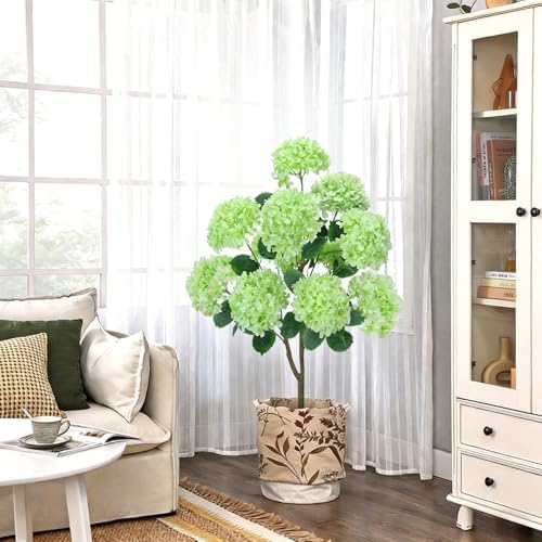 GTIDEA 2 Pcs 4 Ft Artificial Hydrangea Trees Potted, Green - Image 6