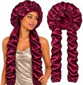 Bonnet for Braids Long Hair Double Layer Silk Satin Bonnet Bounce Curl Caps Women Sleeping Samurai Wrap Hair Hose Cap 2 in 1 by AILEAM