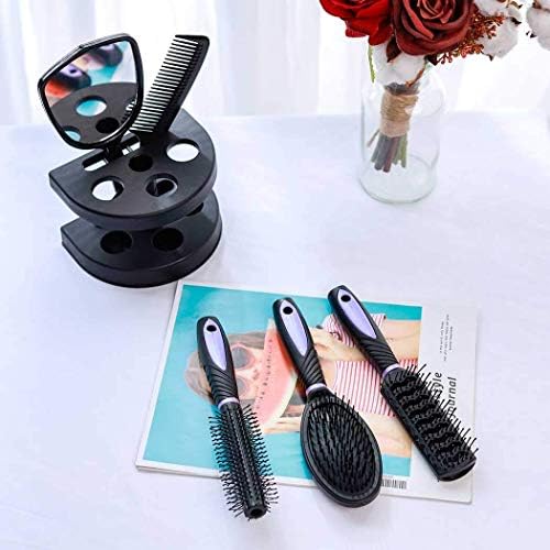 5 Pcs Hair Combs Set Professional Salon Hair Cutting Brushes Sets Salon Hairdressing Styling Tool Mirror And Holder Stand Set Dressing Comb Kits for Women and Men,Purple - Image 4