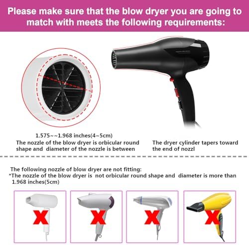Universal Collapsible Hair Dryer Diffuser Attachment-Foldable Portable Travel and Easy Storage Hair Diffuser Fit Most Hair Dryers with Nozzle Diameter D-1.575Inch to 1.968 Inch (4-5cm)- Pink - Image 5