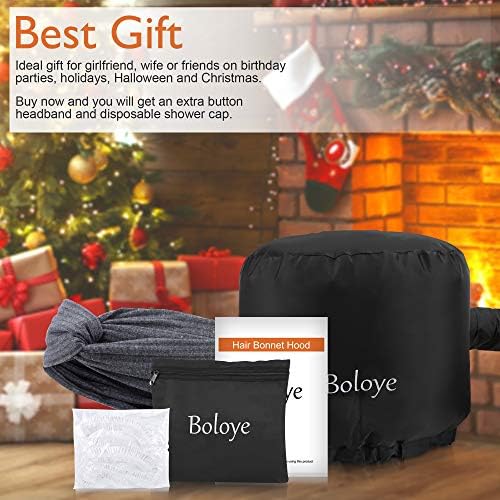 Boloye Hair Dryer Bonnet Attachment – 28.5" XL Hooded Dryer Cap for Faster Drying & Deep Conditioning, Extra-Large Space Fits Thick, Curly Hair & Styling Tools (Black, Universal) - Image 5
