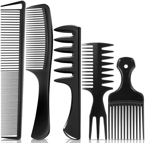 SALONSILK 5Pcs Combs for Men, Hair Pick Comb Set for Afro Black Mens Curls, Wide Tooth Medium Toothed Styling Dressing for Twist Detangler Natural Hair by SalonSilk