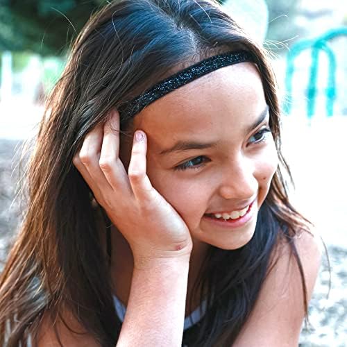 FROG SAC 6 Glitter Headbands for Girls, Adjustable Non Slip Thin Elastic Hair Bands for Kids, Stretch Heart Zig Zag Girl Hair Accessories, Sparkly Headband, Head Band Hairband (Multicolor 3, Kids) - Image 6