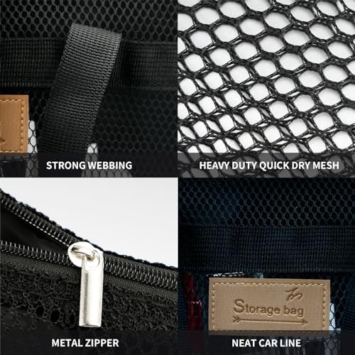TOPASION Mesh Shower Caddy Bag Portable Hanging Toiletry and Bath Organizer with Zipper for Travel, Gym, Camping, College Dorms, Beach - Image 6