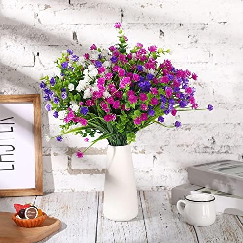 WILLBOND 12 Bundles UV Resistant Faux Flowers, Fuchsia, White, Purple - Image 5