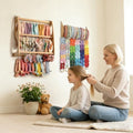 Headband Holder Hair Bows Organizer for Girls Large Capacity Wall Hanging Storage with 40 Metal Hooks 16.5 Inches x 6 Rows of Clip Spaces Hair Accessories Organizer for Baby (XL) by WIIYE