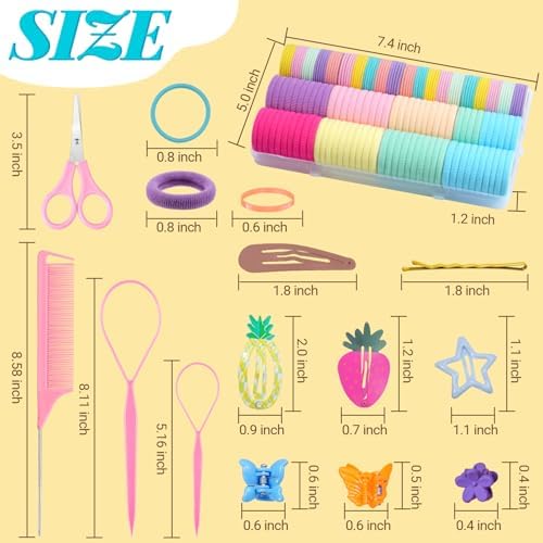 IKOCO 826PCS Hair Accessories for Girls, Elastic Hair Ties with Colorful Clips and Tools - Image 2