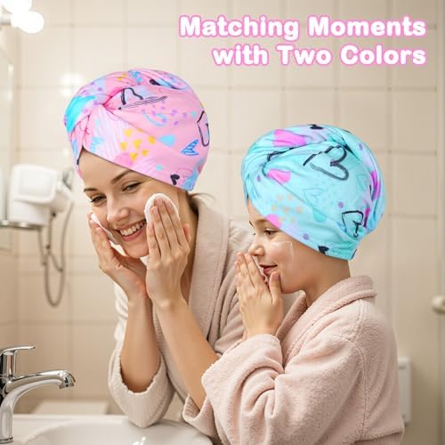 FIOBEE Microfiber Hair Towel Wrap for Kid Girls Rapid Drying Hair Turbans - Image 2