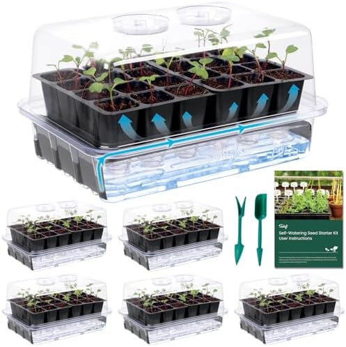 SOLIGT Self Watering Seed Starter Trays with Humidity Domes 6 Pack 144 Cell by SOLIGT