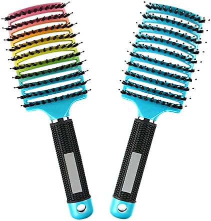 Magical Ultra Detangling Brush for Wet or Dry Hair, Detangler Brush, Fast Drying Styling Massage Hairbrush for Men, Women and Kids (Rainbow+Blue) by Heubek