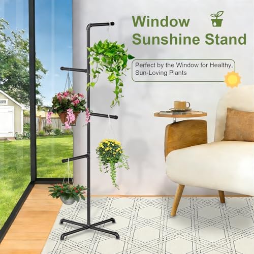 Hanging Plant Stand Indoor, Black Metal Plant Holder, 76 Inch - Image 6